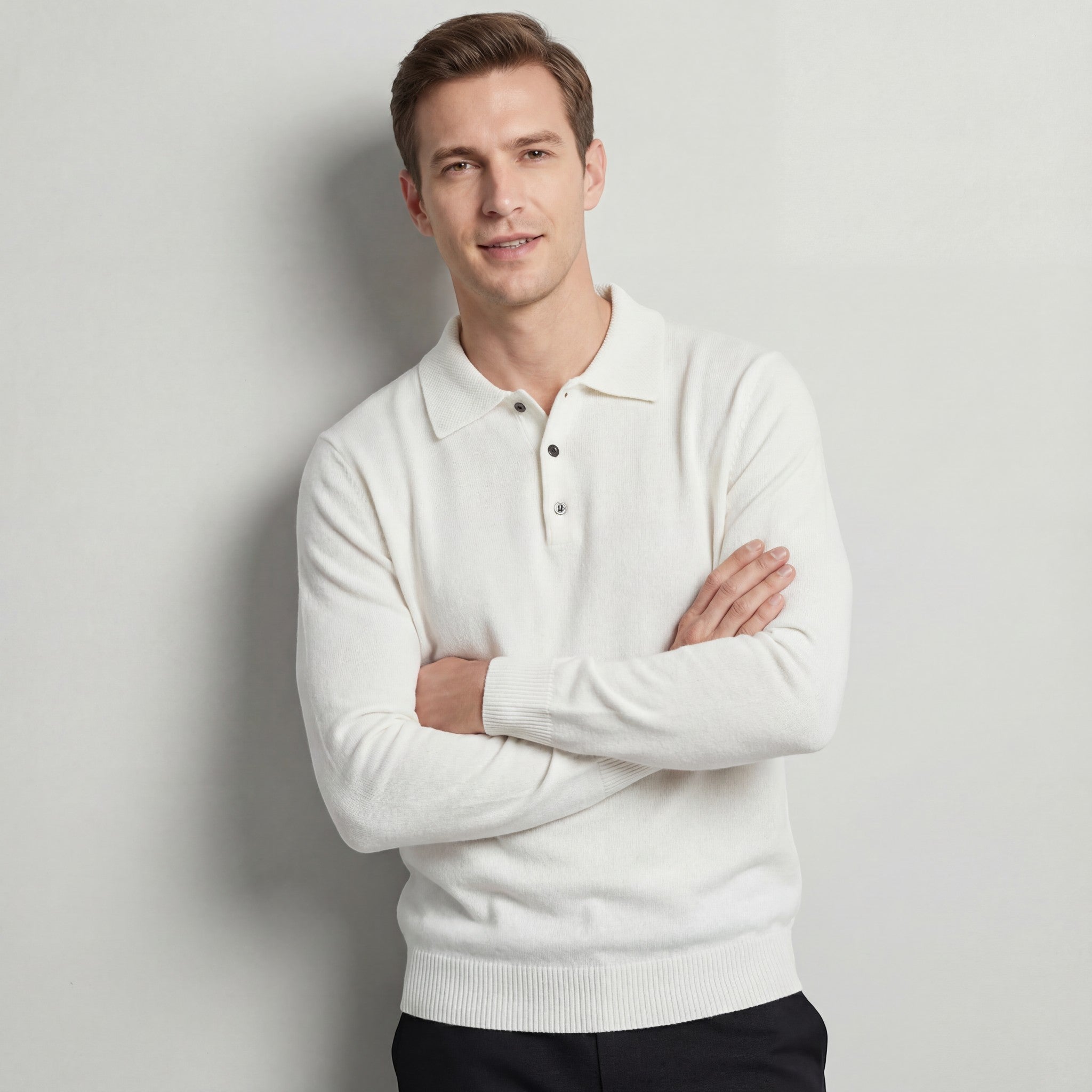 Men's Wool Knit Polo Sweater