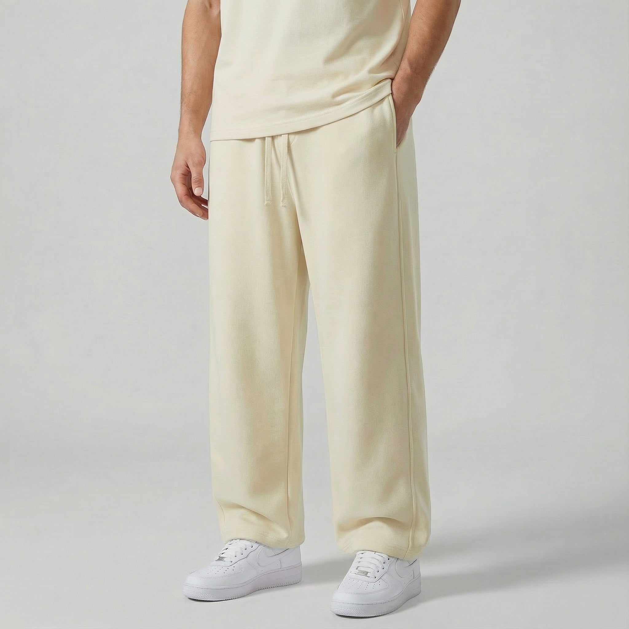 Men's Drawstring Cotton Straight Leg Pants