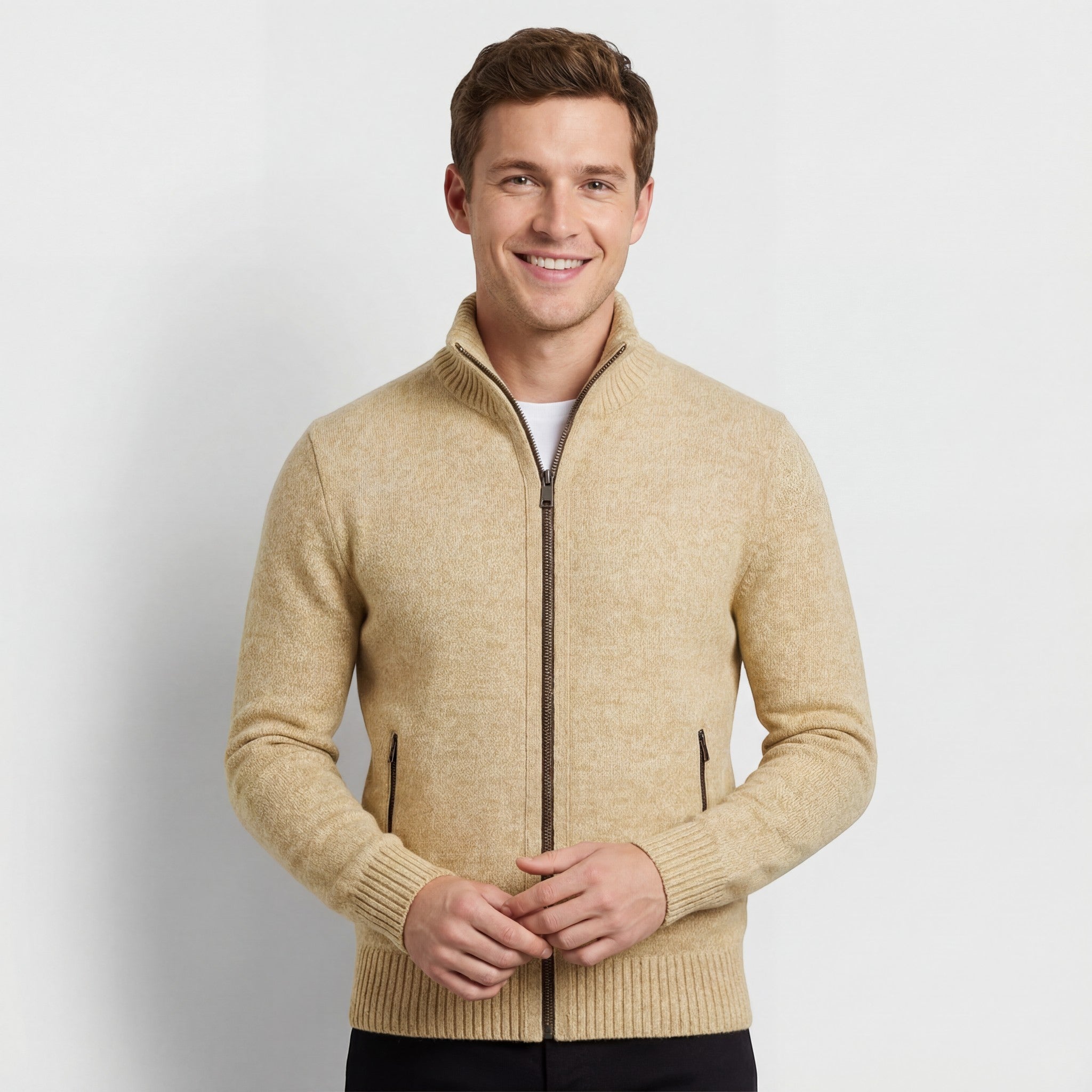 Men's Zip-Up Knit Cardigan