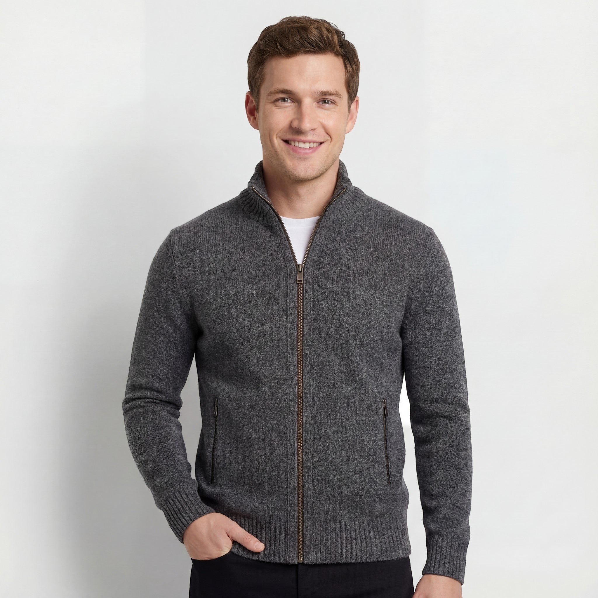 Men's Zip-Up Knit Cardigan