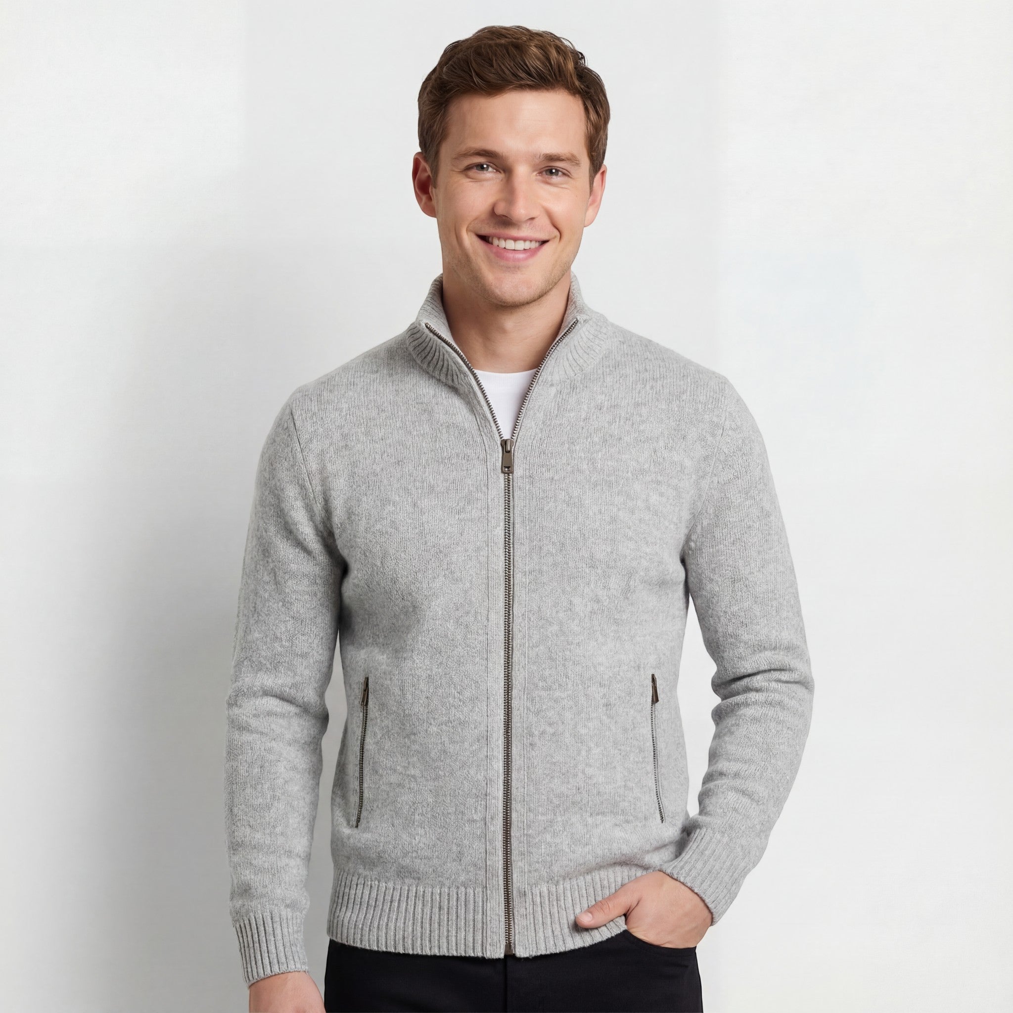 Men's Zip-Up Knit Cardigan