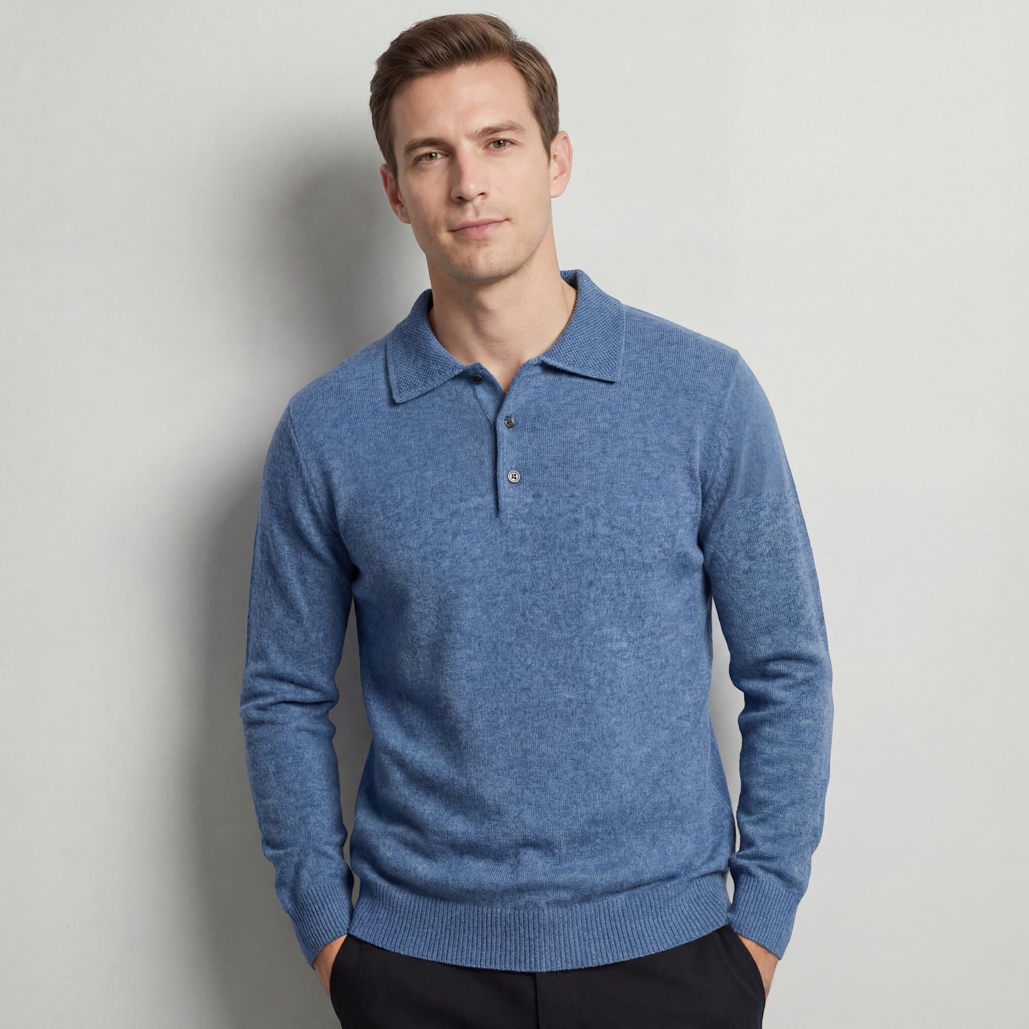 Men's Wool Knit Polo Sweater