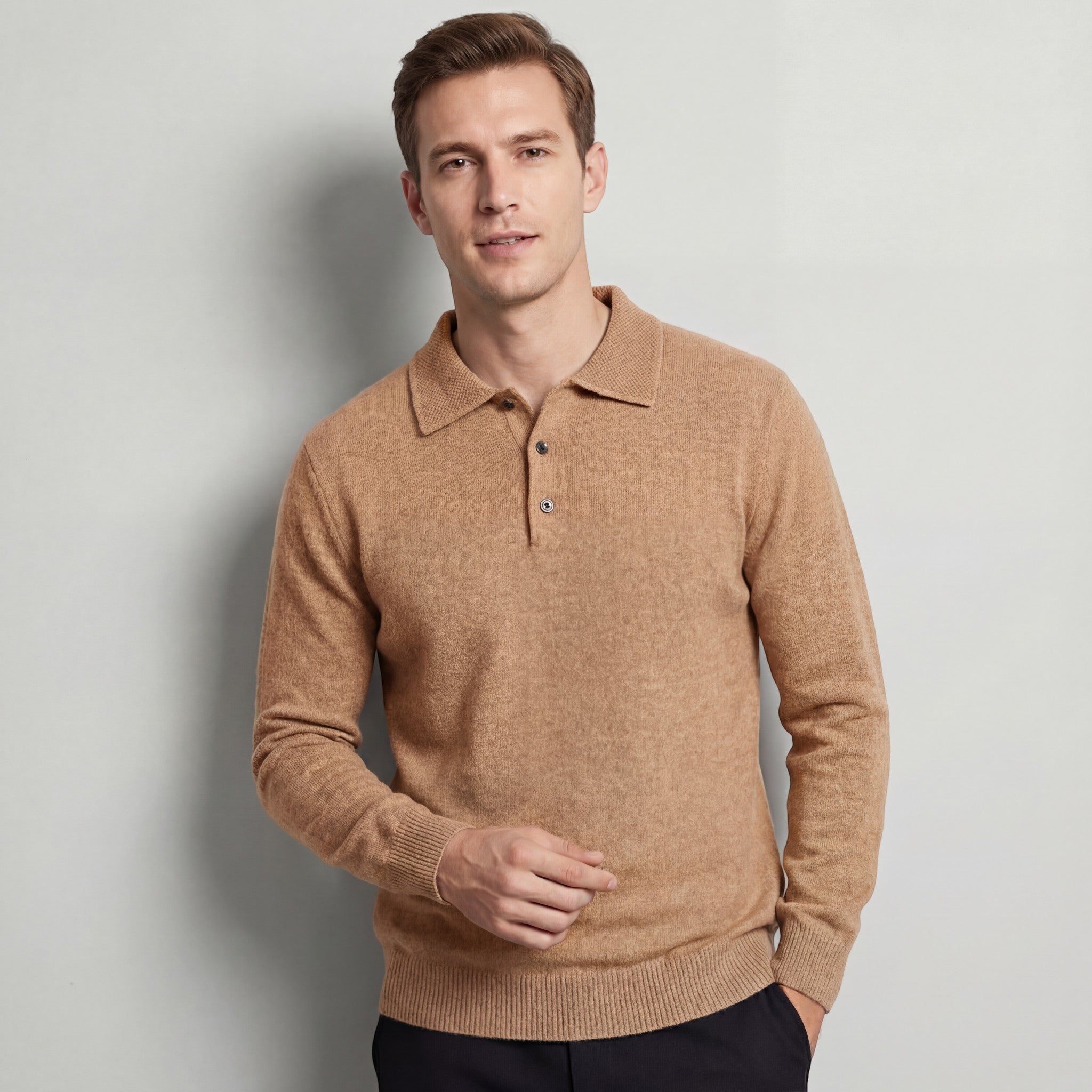 Men's Wool Knit Polo Sweater