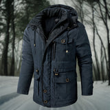 Men's Padded Winter Jacket with Adjustable Hood