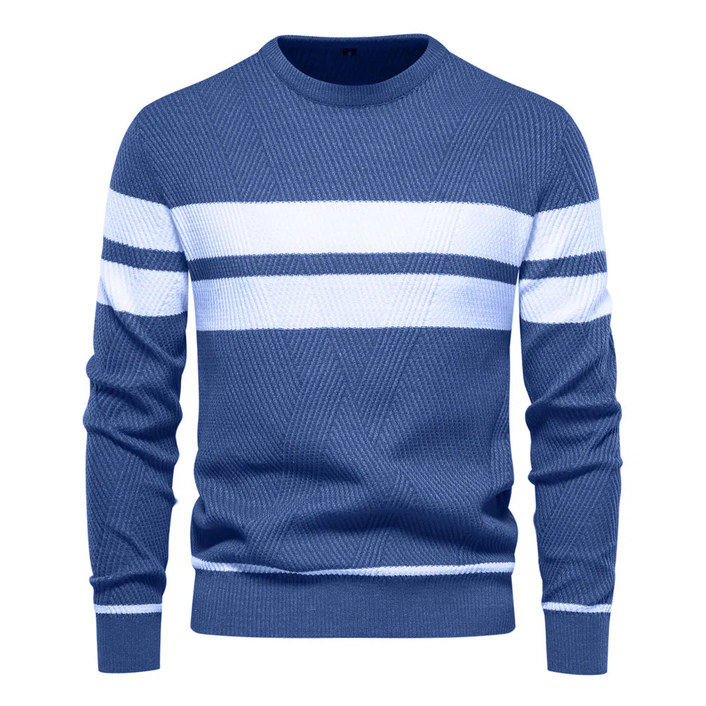 Men's Striped Crew Neck Knit Sweater