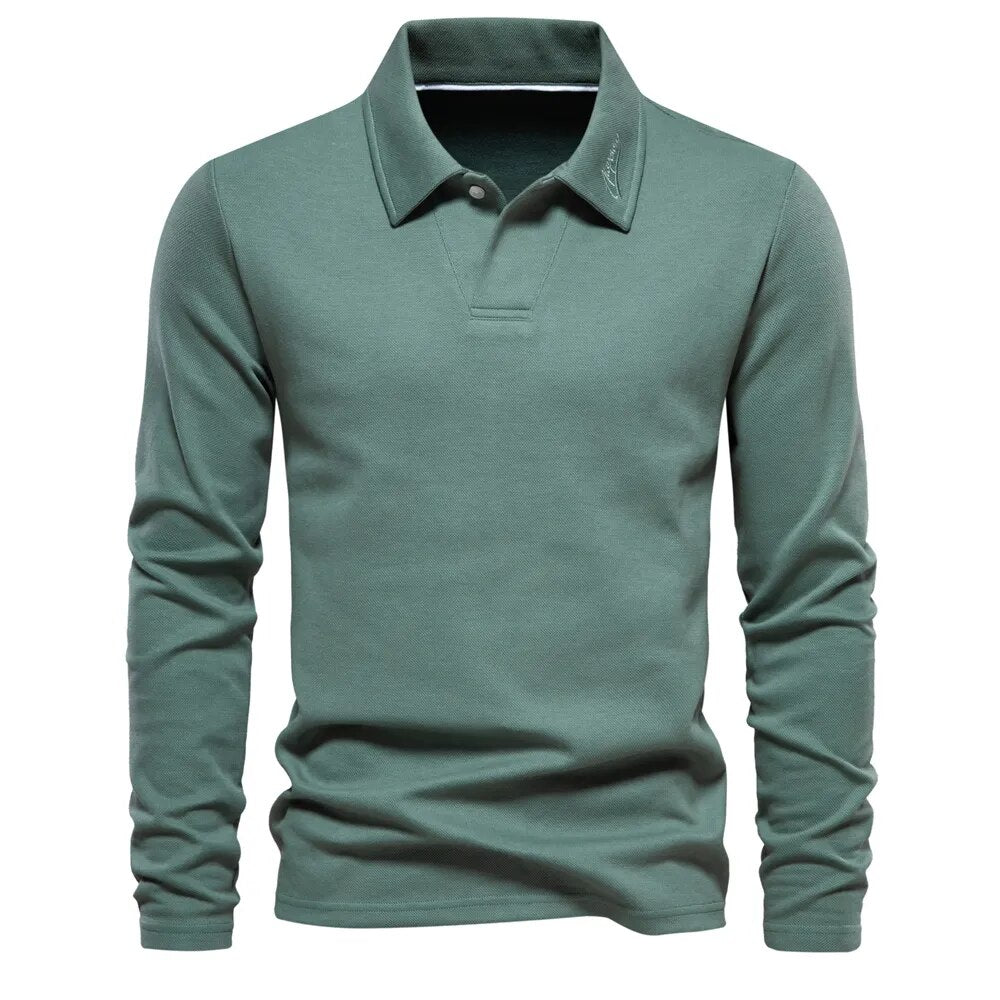 Men's Long Sleeve Knit Polo Shirt
