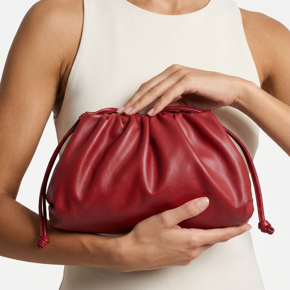 Women's Pleated Vegan Leather Crossbody Pouch