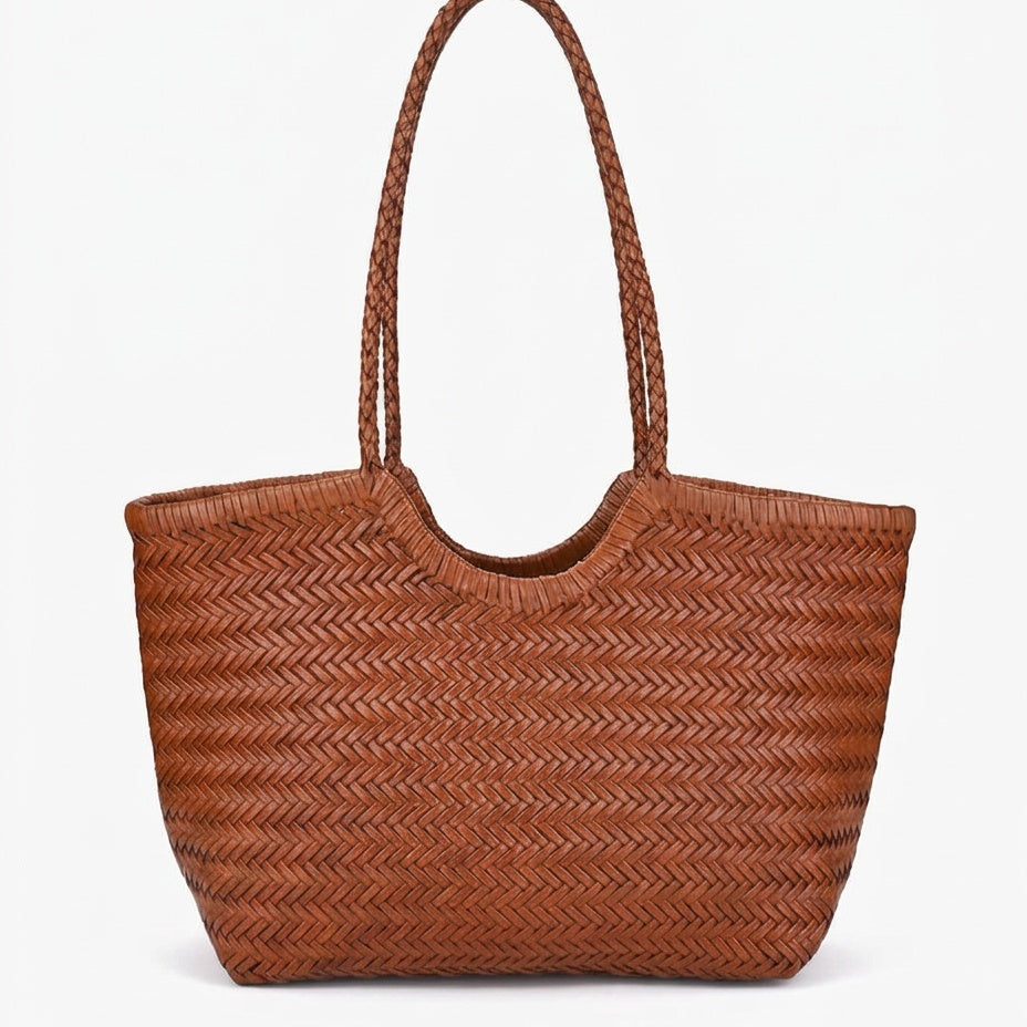 Women's Hand-Woven Tote Bag with Shoulder Strap