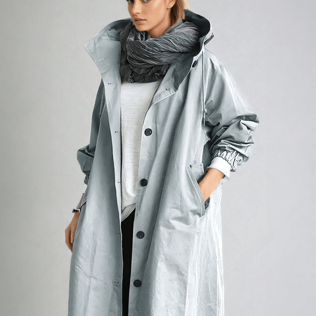 Women's Belted Longline Lapel Collar Trench Coat
