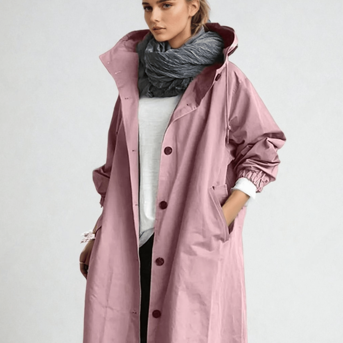 Women's Belted Longline Lapel Collar Trench Coat