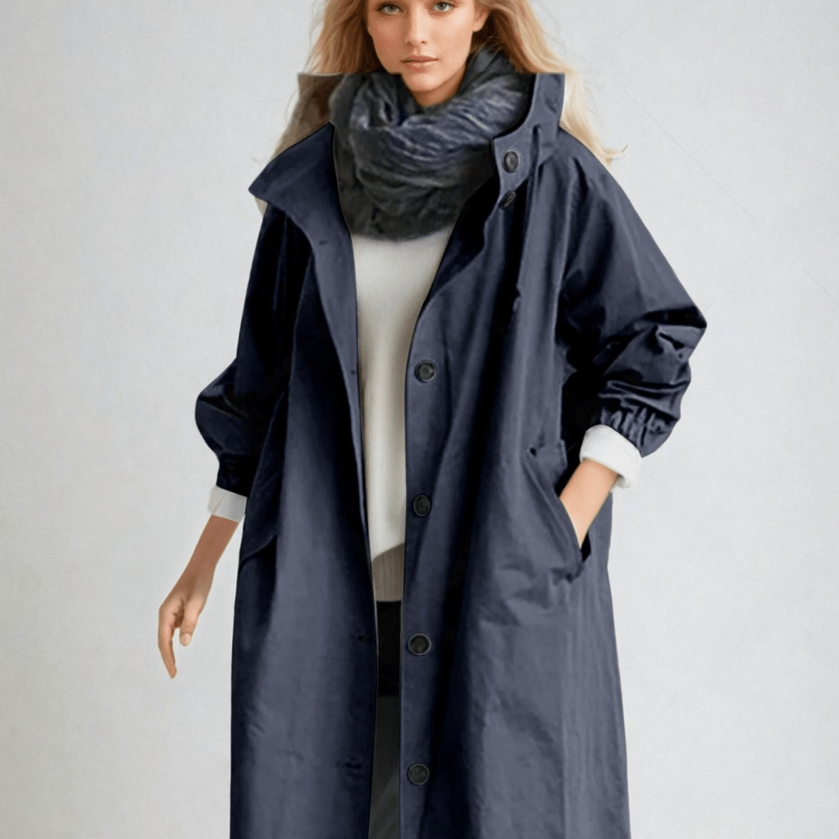 Women's Belted Longline Lapel Collar Trench Coat
