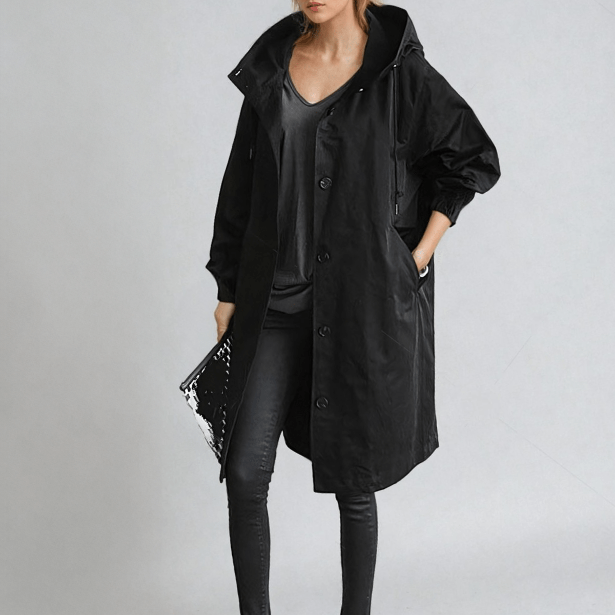 Women's Belted Longline Lapel Collar Trench Coat