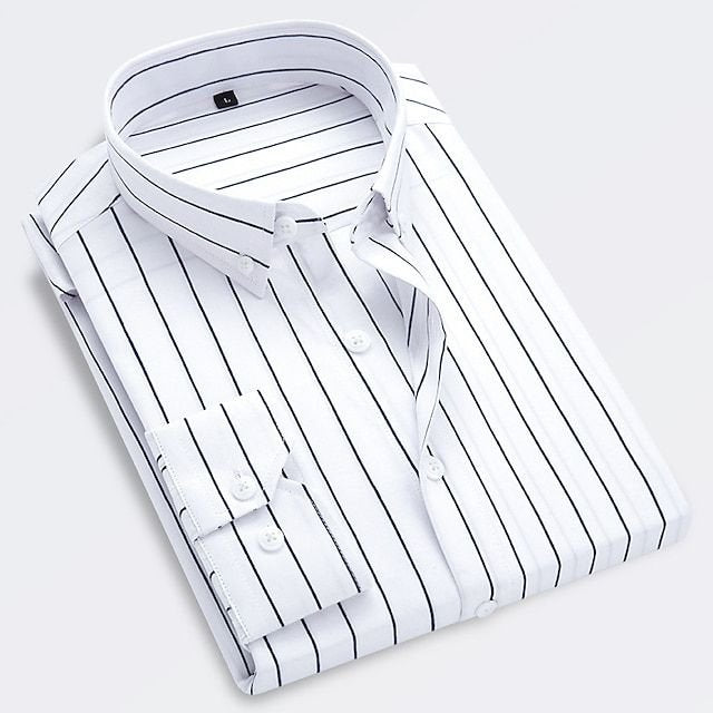 Men's Striped Button-Down Shirt with Long Sleeves