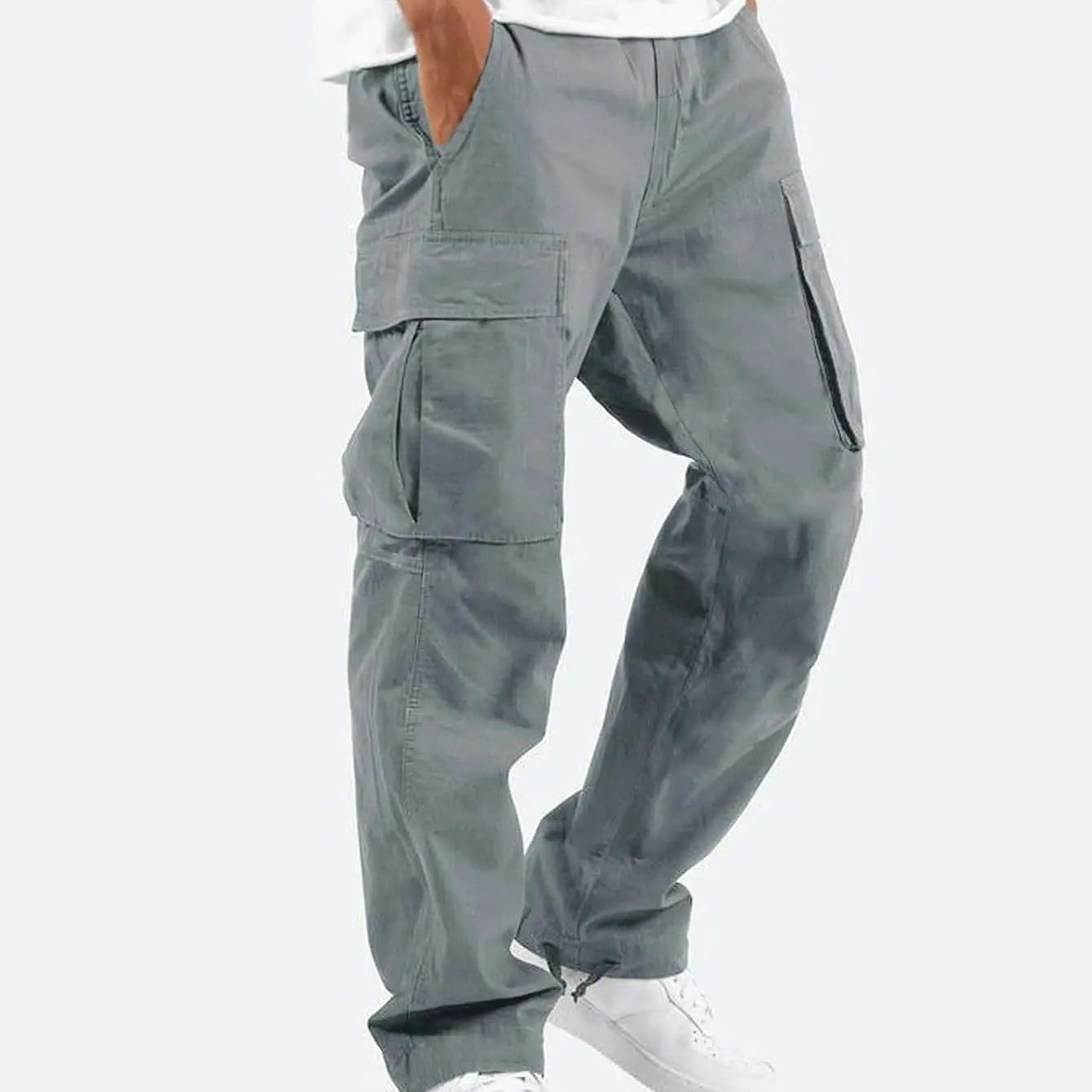 Men's Black Relaxed Fit Cargo Trousers