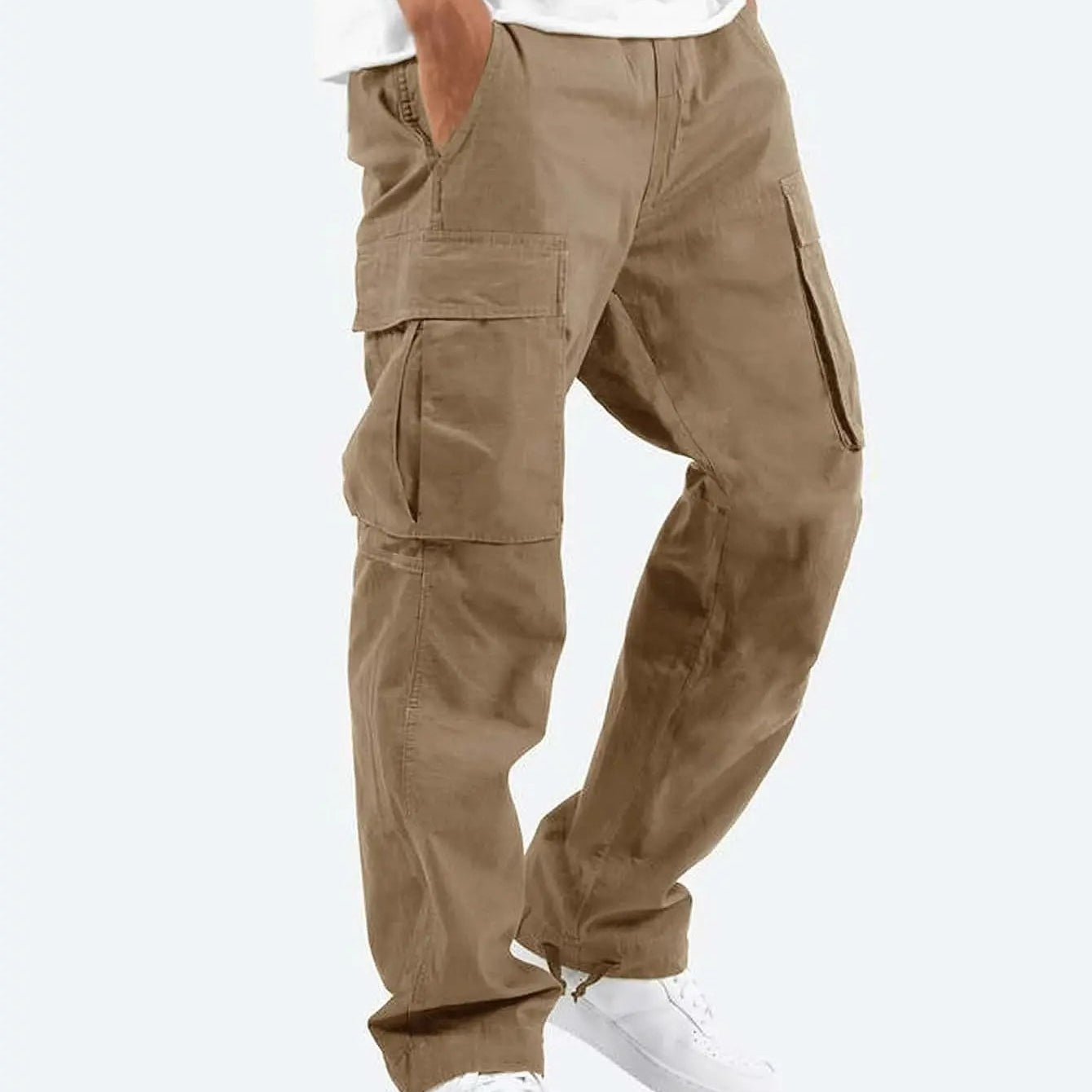Men's Black Relaxed Fit Cargo Trousers
