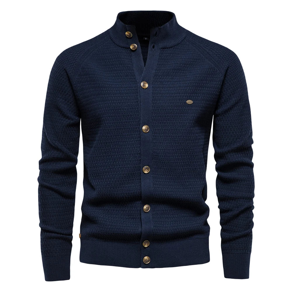 Men's Stand Collar Button Knit Cardigan