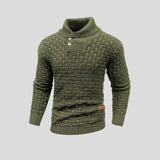Men's High-Neck Cotton Bamboo Blend Knit Sweater