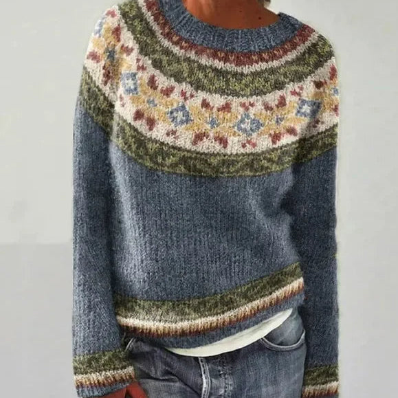 Women's Long Sleeve Fair Isle Knit Sweater