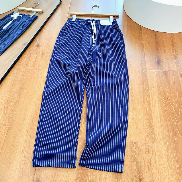 Men's Striped Drawstring Linen Trousers