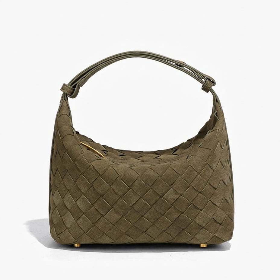 Women's Woven Vegan Suede Shoulder Bag