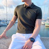 Men's Ribbed Knit Polo Shirt