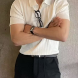 Men's Ribbed Knit Polo Shirt