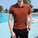 Men's Ribbed Knit Polo Shirt