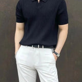 Men's Ribbed Knit Polo Shirt