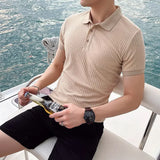 Men's Ribbed Knit Polo Shirt