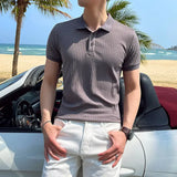 Men's Ribbed Knit Polo Shirt