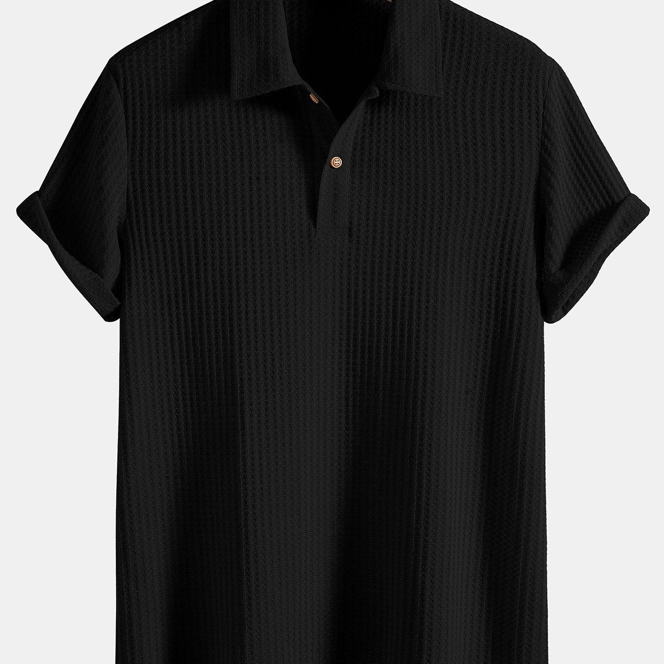 Men's Ribbed Knit Polo Shirt