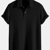 Men's Ribbed Knit Polo Shirt