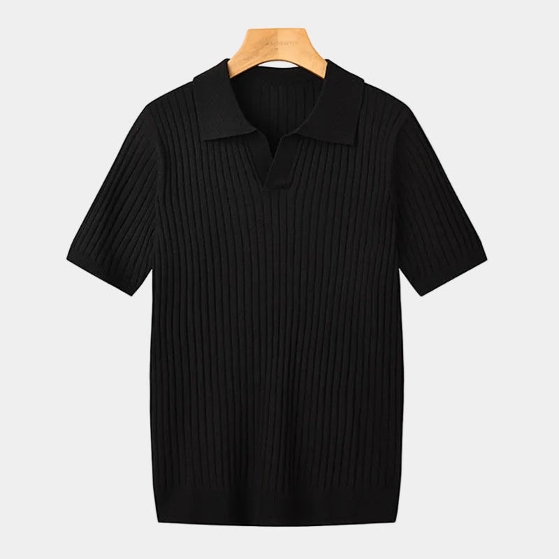 Men's Ribbed Knit Polo Shirt