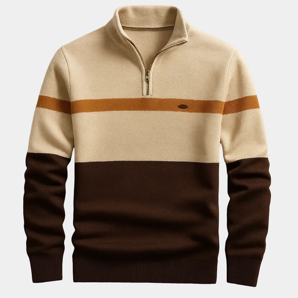 Men's Color Block Quarter Zip Sweater