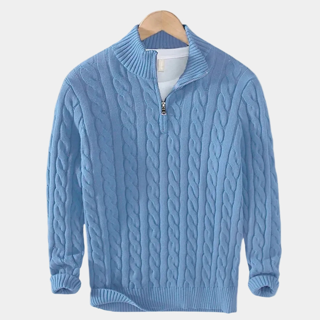 Men's Cable Knit Quarter Zip Sweater