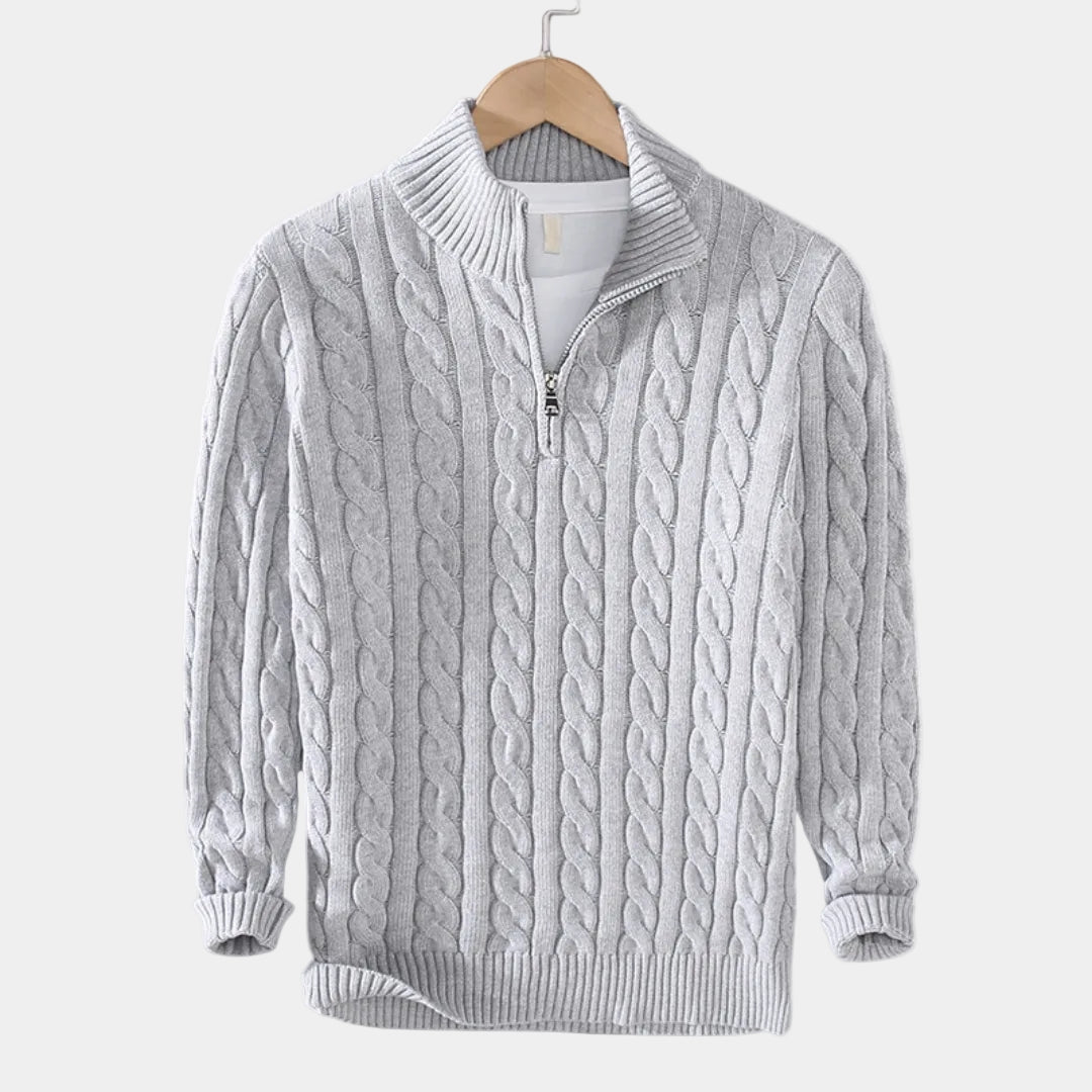 Men's Cable Knit Quarter Zip Sweater