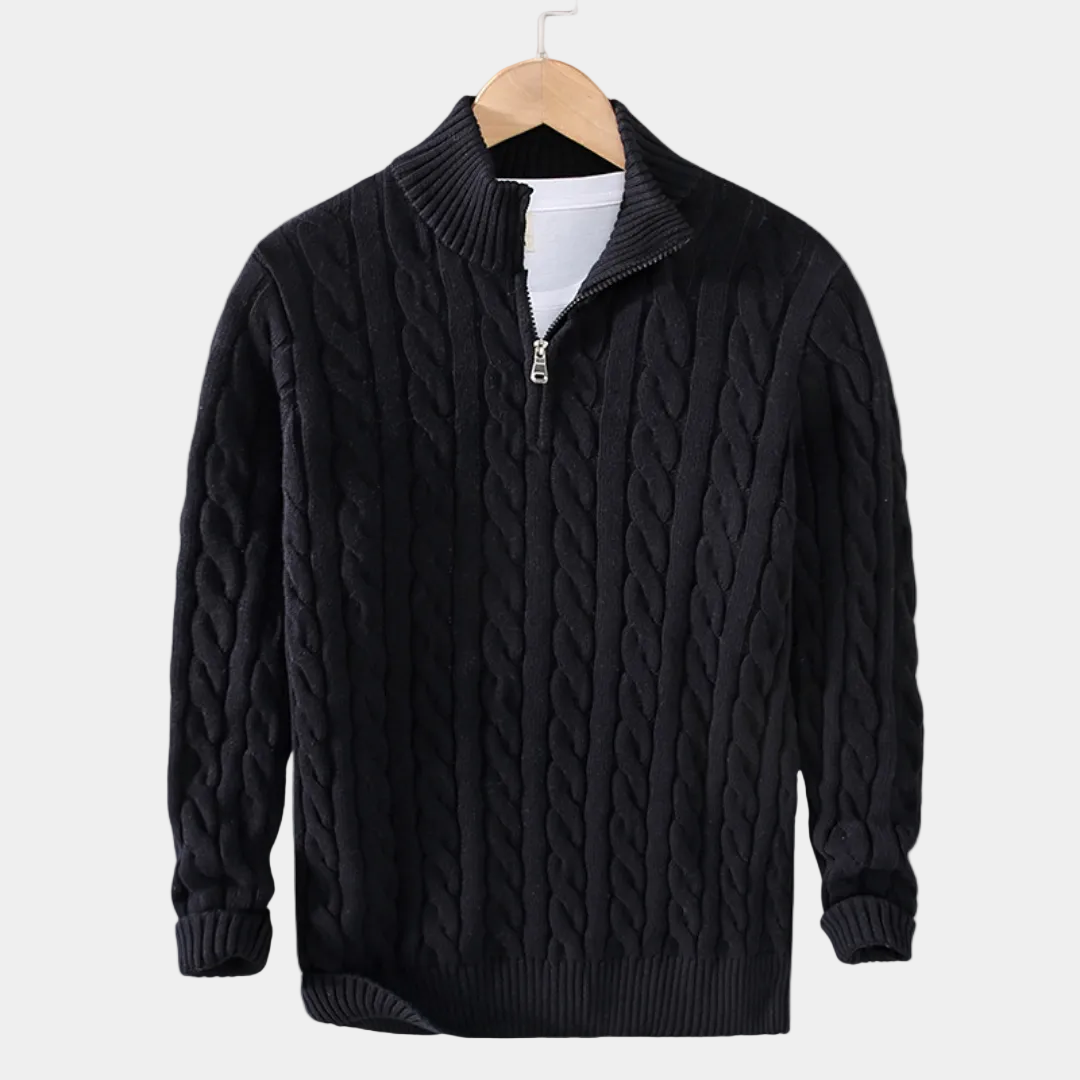 Men's Cable Knit Quarter Zip Sweater