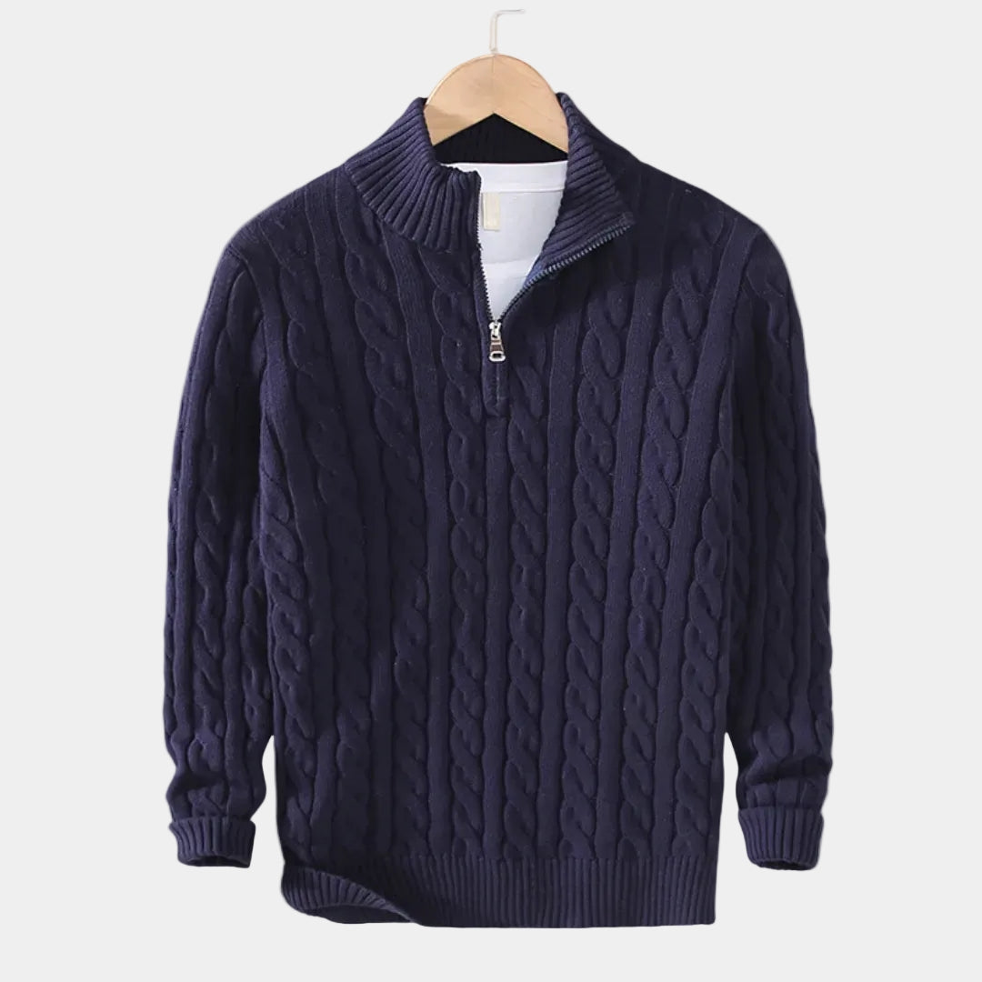 Men's Cable Knit Quarter Zip Sweater