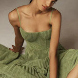 Women's Sweetheart Neckline Pleated Midi Dress