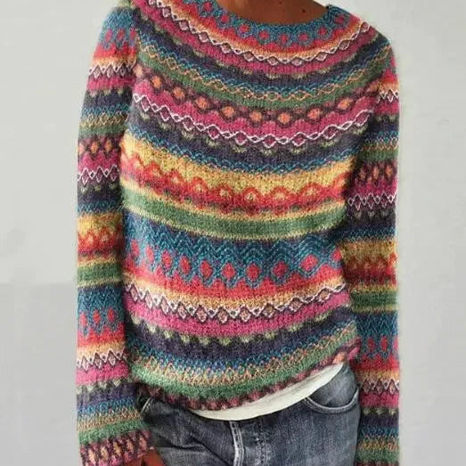Women's Long Sleeve Fair Isle Knit Sweater