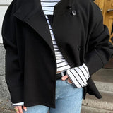 Women's Structured Wool Stand Collar Jacket