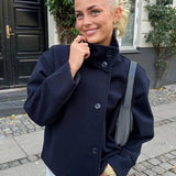 Women's Structured Wool Stand Collar Jacket