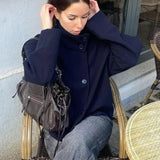 Women's Structured Wool Stand Collar Jacket