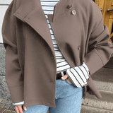 Women's Structured Wool Stand Collar Jacket