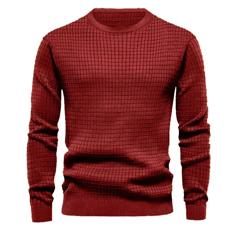 Men's Textured Crew Neck Knit Sweater