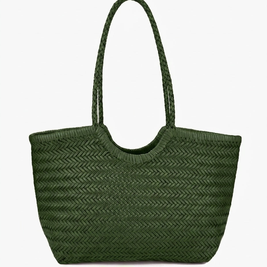 Women's Hand-Woven Tote Bag with Shoulder Strap