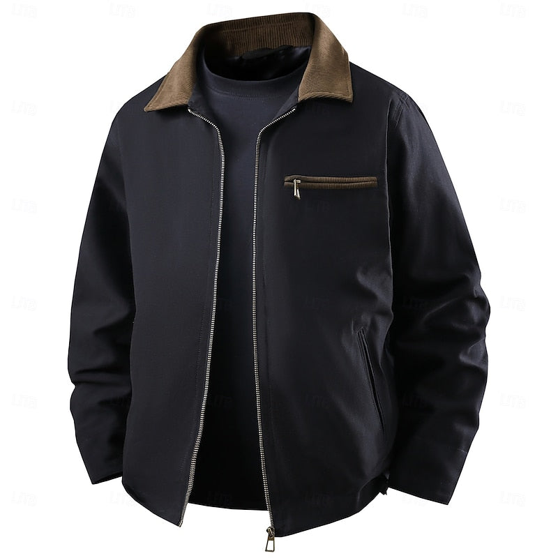 Men's Shirt-Collar Utility Jacket with Full Zip